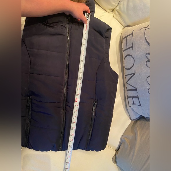 Fur hoodie sleeveless jacket Navy - size XL petite - Picture 9 of 9